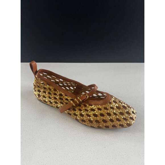 rag & bone Spire Woven gold brown leather Mary Janes flats size 38 - Picture 7 of 11